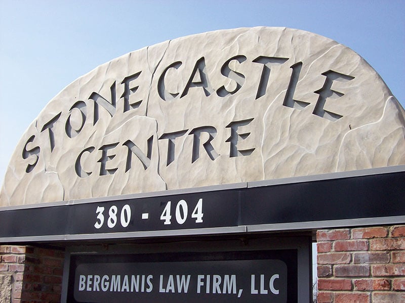 Bergmanis Law Firm Sign At 380-404 Stone Castle Centre